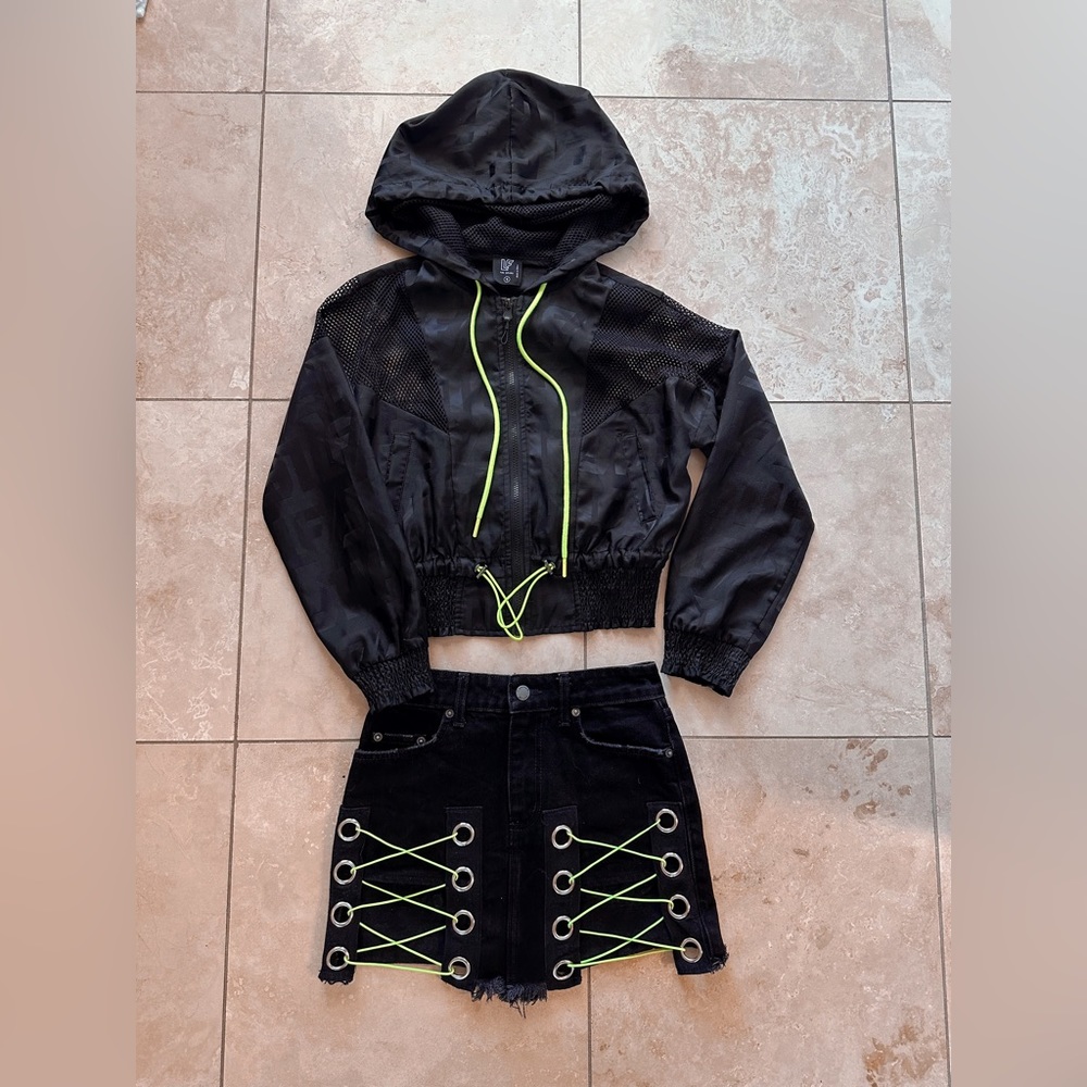 SET: CARMEN LA SKIRT & JACKET BLACK & GREEN
